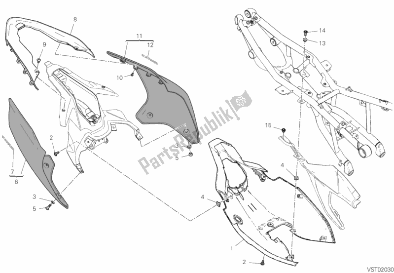 Alle onderdelen voor de Achter Kuip van de Ducati Superbike Panigale V2 Thailand 955 2020